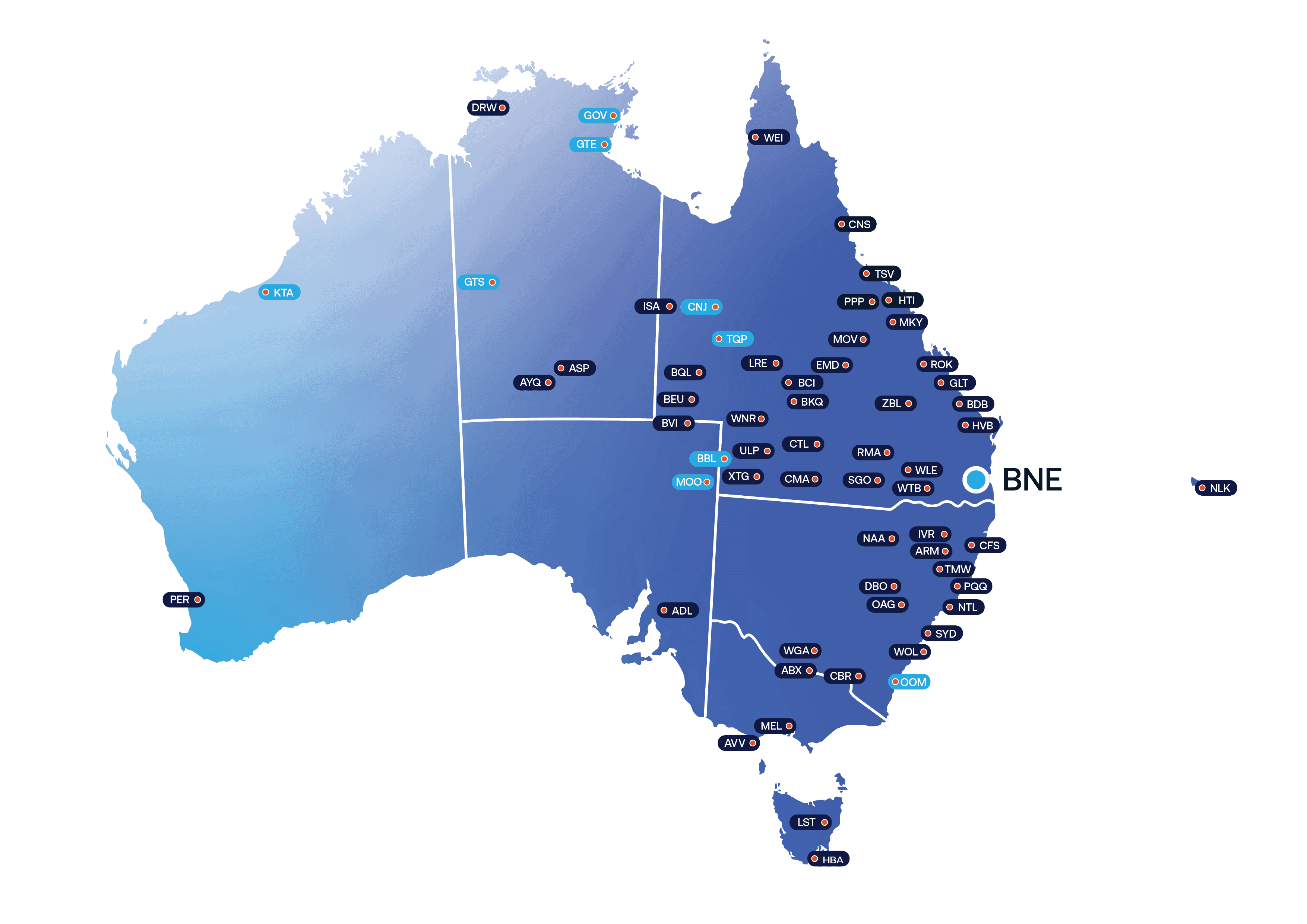 BNE Domestic Network Map